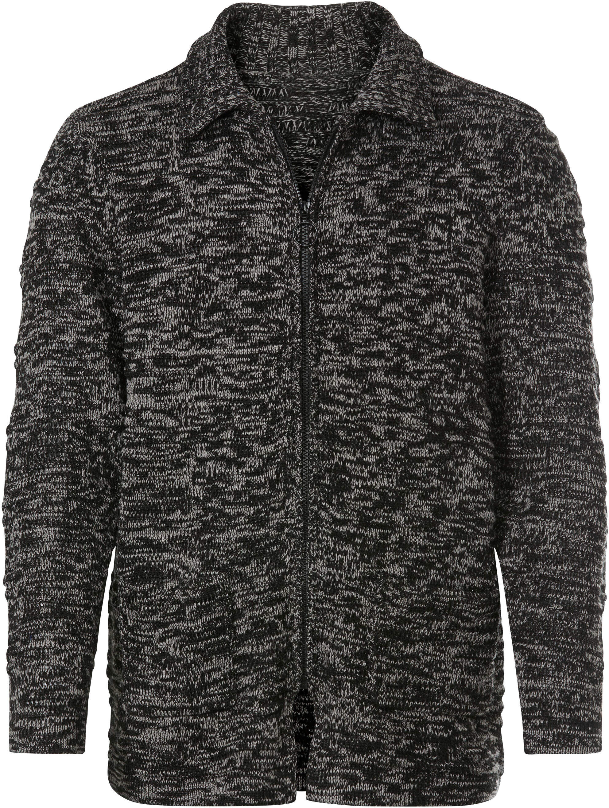 Strickpullover WITT "Strickjacke Strickjacke in längerer Form", Herren, Gr. 52, schwarz, grau, meliert, Strick, , Sportlich, Pullover Strickpullover