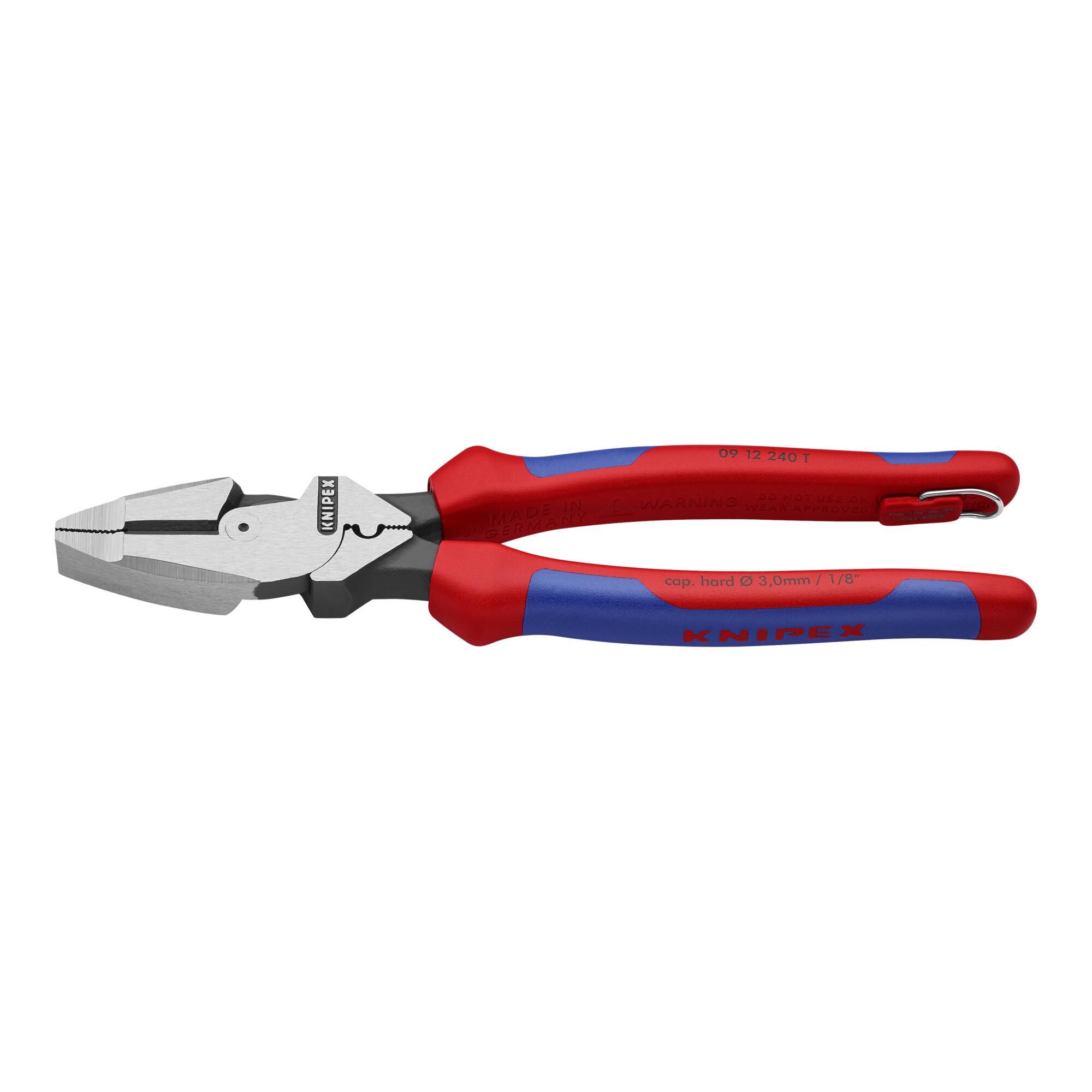 Knipex Kabelzange Zoll Lineman's Pliers Zoll mit Kabel-Einziehhilfe universellem Dorncrimp Sicherungsöse 240 mm (09 12 240 T)