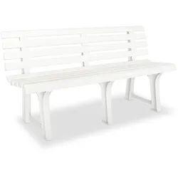DELUKE Parkbank KATO 145,5 cm Kunststoff Weiß | Gartenbank wetterfest Terrassenbank 3 Sitzer Sitzbank Rückenlehne