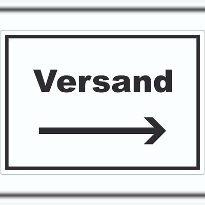 HB-Druck Versand Aufkleber mit Text und Richtungspfeil rechts Lieferung shipping waagerecht A1 (594x841mm)