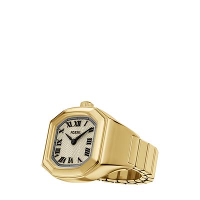 Quarzuhr FOSSIL "HARLOW WATCH RING", gold (gelbgoldfarben, schwarz), Armbanduhren, Damen, Quarzuhr, Armbanduhr, Damenuhr, Edelstahlarmband, analog