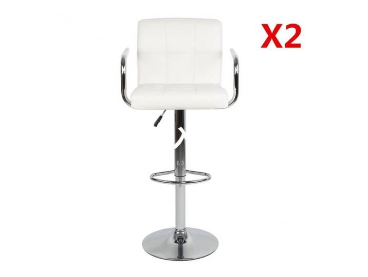 KEDIA. Lot de 2 tabourets de Bar Hauteur réglable Chaise de Cuisine pivotante avec accoudoirs Dossier et Repose-Pieds