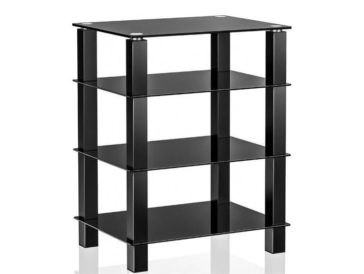FITUEYES TV-Ständer hifi Regal aus gehärtetem Glas mit höhenverstellbaren Ablagen, (Plattenspieler Regal, Hifimöbel)