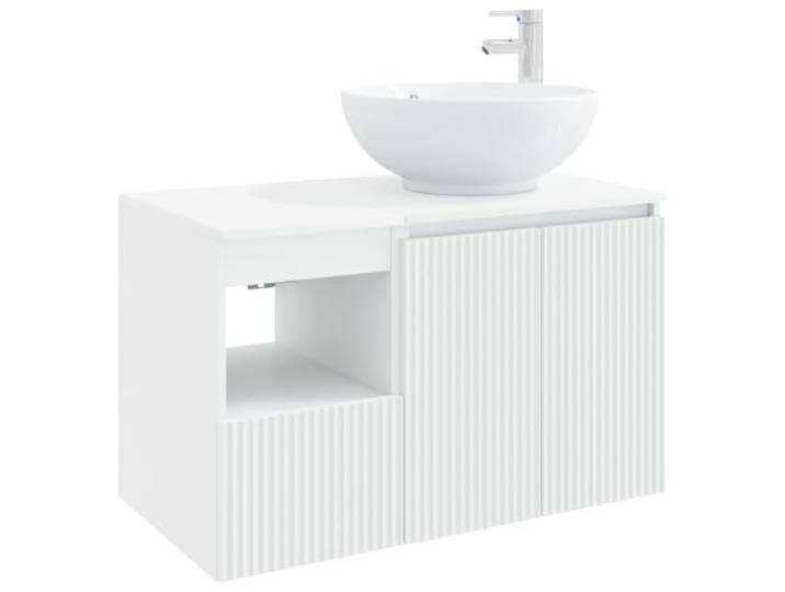 PUGYNBK Badezimmermöbel-Set, 2 Stück, Weiß, aus technischem Holz Wandmontage, Schminktisch und Schrank, geräumige Aufbewahrung, minimalistischer Stil