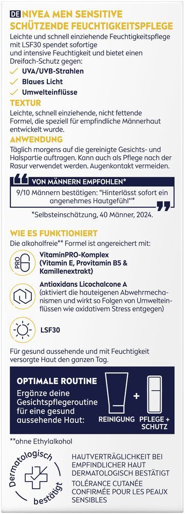 Nivea MEN Sensitive Schützende Feuchtigkeitspflege Lsf30 50ml 50 ml Creme