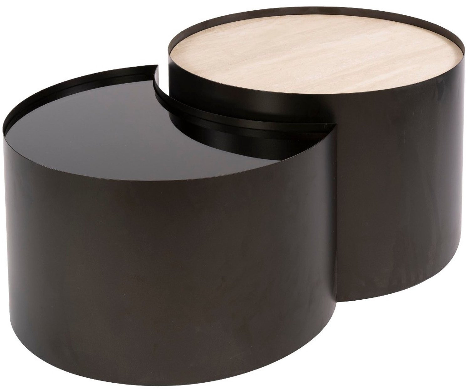 Fraaai Garth salontafel set van 2 - Half moon - 3D keramiek - Travertin