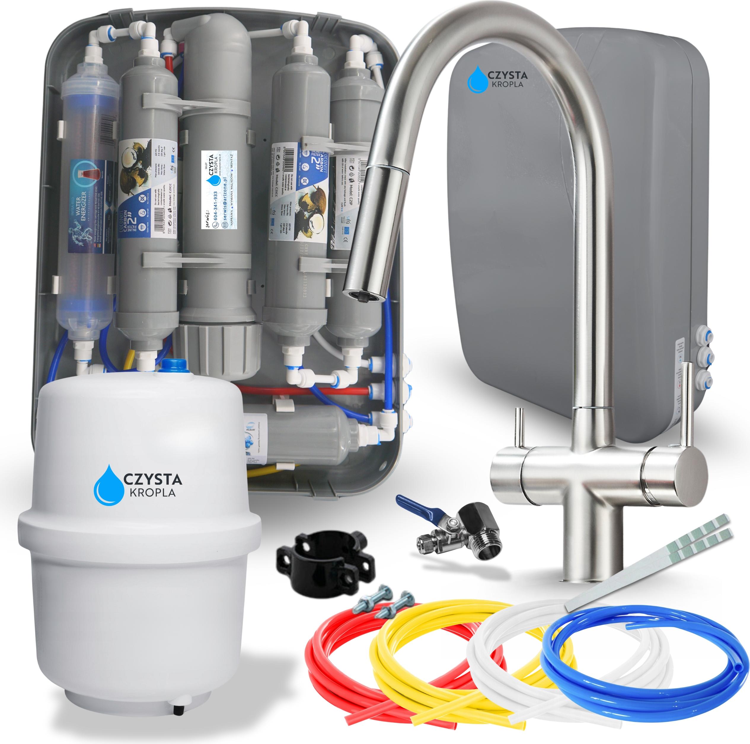 Wasserfilter Set RO7 Slim mit 3-Wege Küchenarmatur Slender Inox, 7-stufige Filtration, Mineralisierung, Osmoseanlage