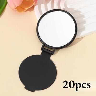 Fusion Finds Portable Folding Makeup Mirror Compact Travel Pocket Mirror For Daily Beauty Touch Ups black 20pcs