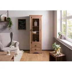 Vitrine Mango 65x45x190 beige geölt TOULOUSE #02