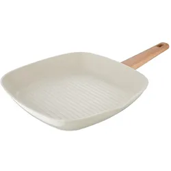 BERGNER Naturally - Quadratische Grillpfanne 28 x 28cm aus geschmiedetem Aluminium, weiß