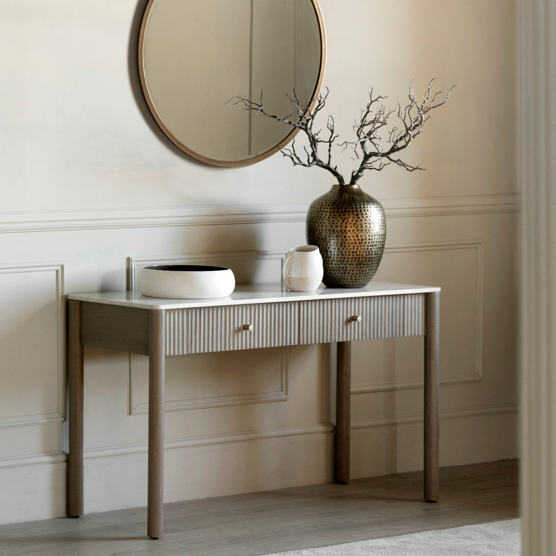 Ebern Designs Nathaya 130 cm W Marble Top Console Table White 75cm H X 130cm W X 45cm D