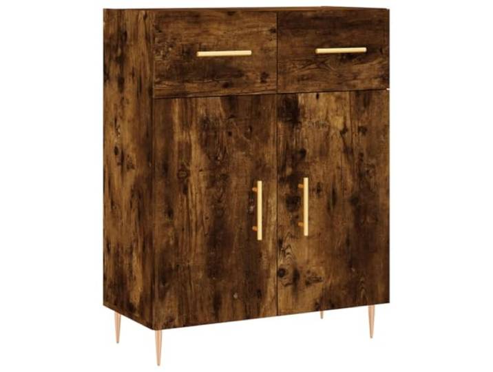 KKgypkn Sideboard Räuchereiche 69,5x34x90 cm Holzwerkstoff Metallbeine, Stabile Oberplatte, Türen mit Griffen, Viel Stauraum