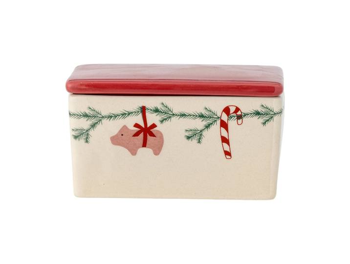 Bloomingville Yule botervloot 12,5x7 cm Wit-rood