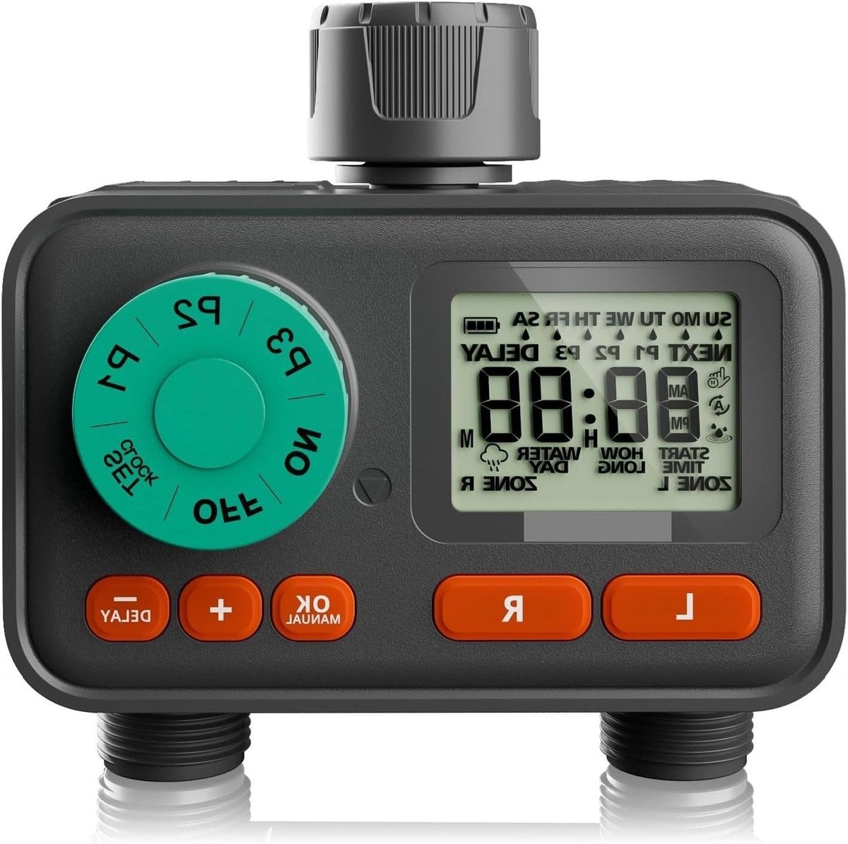 Watertimer Tuinslang - Automatische Sproeier voor Gazon Besproeien met Twee Uitgangen - Zwart
