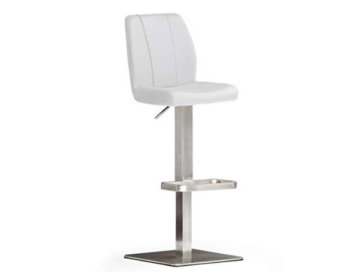 Robas Lund Barhocker Weiß mit Lehne Barstuhl drehbar 180 Grad, Hocker höhenverstellbar, PU NA.OMI