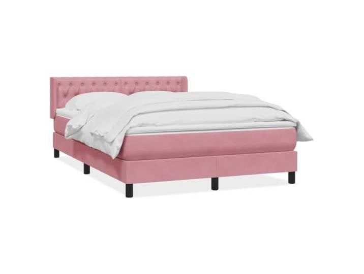 HMDNGOUT Boxspringbett Samt Rosa 160x210 cm mit Taschenfederkernmatratze und verstellbarem Kopfteil