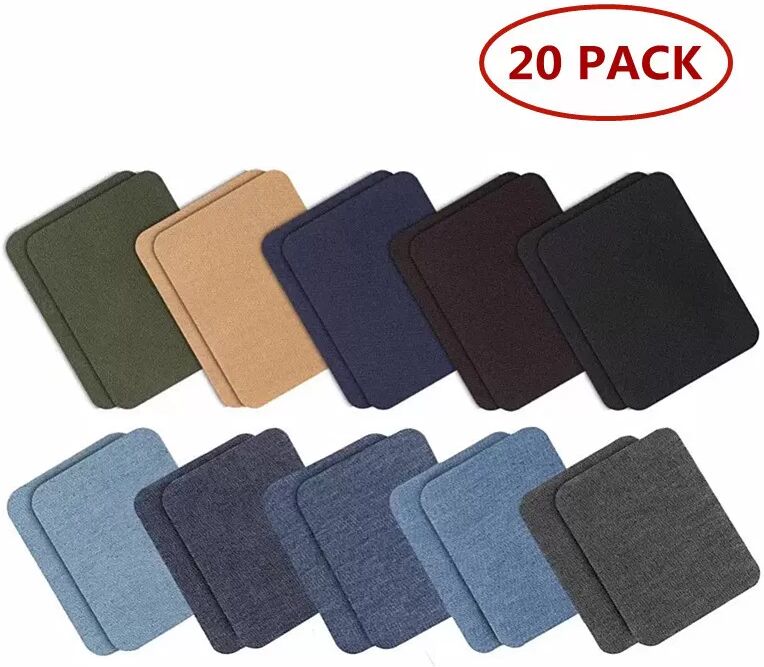 INF Textil-Reparaturset: 20 Stück Bügelflicken 10 Farben
