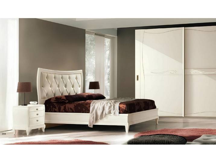 JVmoebel Bett Moderne Designer Schlafmöbel in Weiß mit stabilen Holzfüßen (1-tlg), Made in Europa
