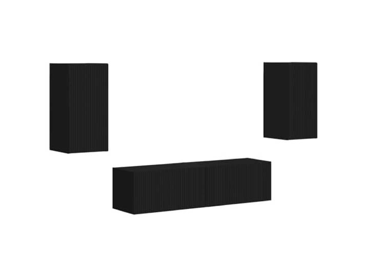 GKHPYURE TV-Möbel-Set, 4-teilig, schwarz, Holz, mehrschichtig, 60 x 31 x Entertainment Center, TV-Schrank, Regale und Schubladen, für Wohnzimmer und Heimkino