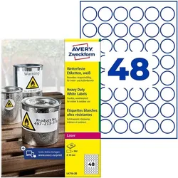 Avery Zweckform Wetterfeste Folien-Etiketten Ø30 mm »L4716-20« weiß
