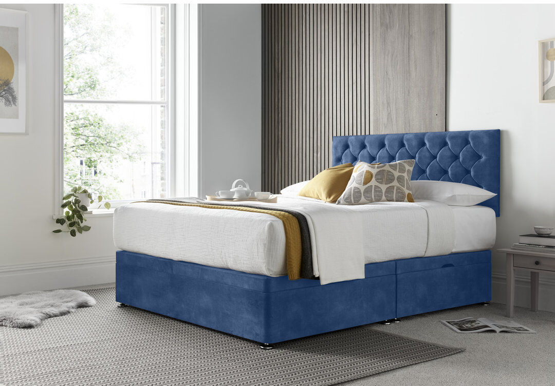 Lark Manor Florida Naple Divan Ottoman with Headboard on Struts Blue Single (3')