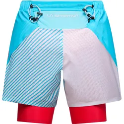 La Sportiva, Damen, Sporthose, Flow 5" Short W - leichte Trailrunning-Shorts für Damen (L), Blau, Pink