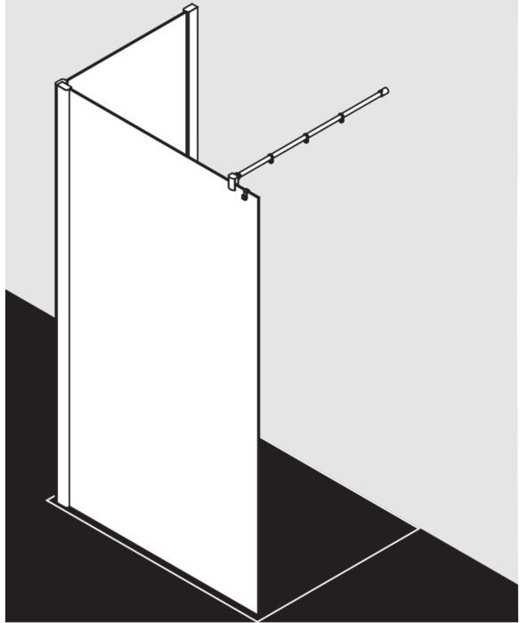 Kermi Pasa XP Seitenwand PXTWF075181AK 75x185cm, silber mattglanz, ESG klar, mit 90Grad Stabilisierung