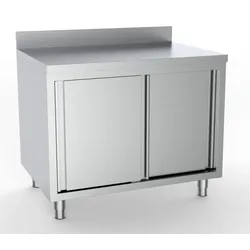 Combisteel Edelstahl Arbeitstisch 1000x700 mm – mit Schiebetüren & Aufkantung