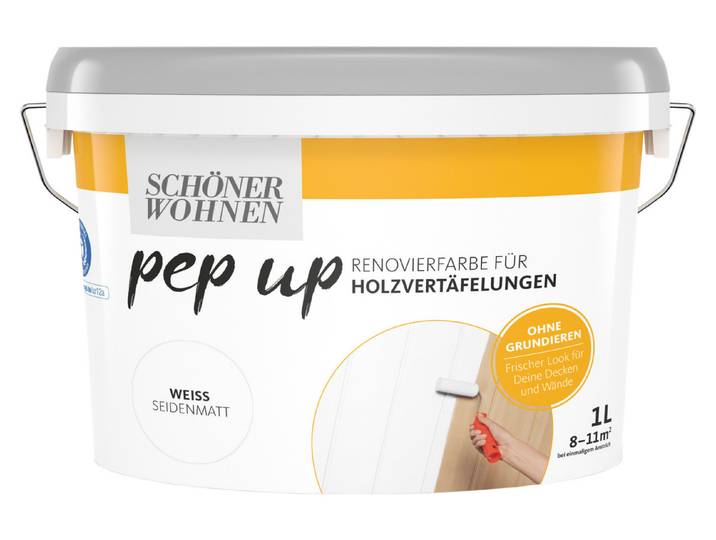 Schöner Wohnen PEP UP Renovierfarbe für Holzvertäfelungen Weiss 1 l