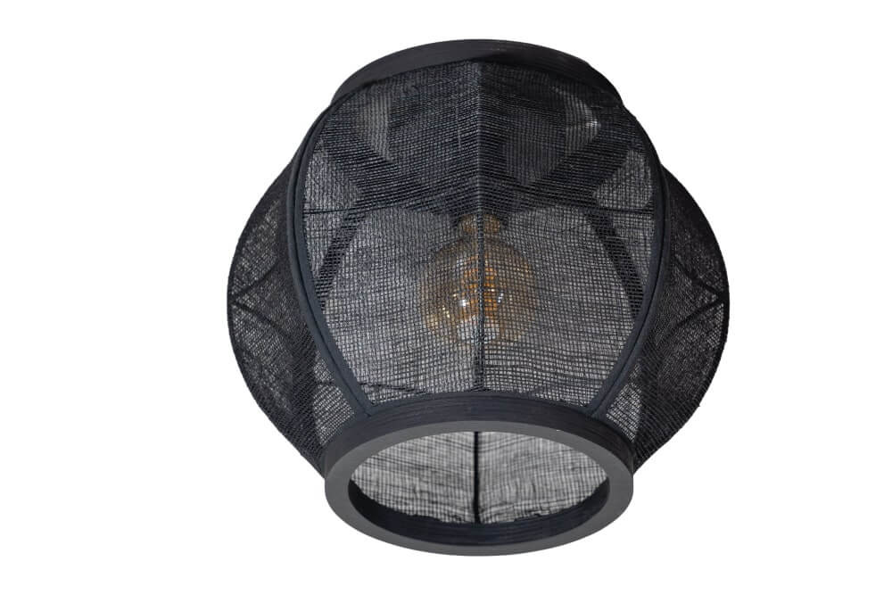 ETH Bohemian plafondlamp Fabric zwart ronde textiel Ø 30cm