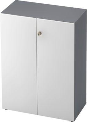 Aktenschrank TOPAS LINE, 3 Ordnerhöhen, Türen abschließbar, graphit/weiß