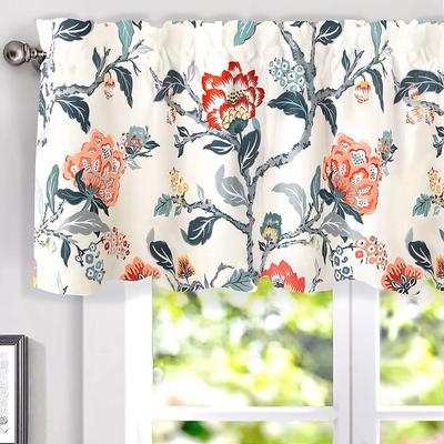 Porch & Den Navarre Botanical Print Lined Window Curtain Valance - 52 x 18