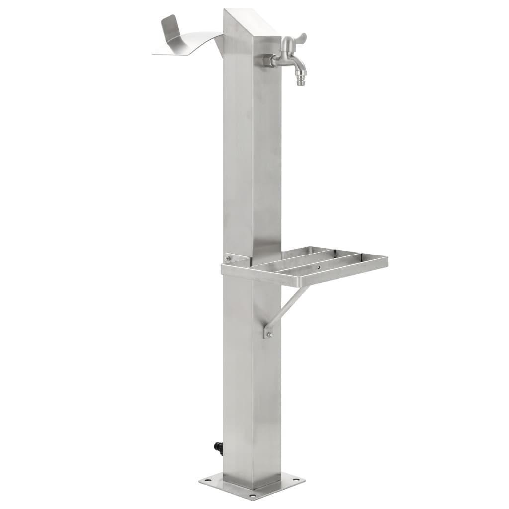 vidaXL Wasserzapfsäule, Silber, Metall, 8x95x8 cm, Gartenzubehör, Gartenpflege, Gartenschläuche & Zubehör
