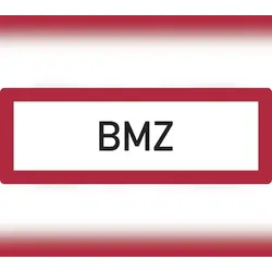 Feuerwehrschild, BMZ (Brandmeldezentrale) - DIN 4066 - 297x105x0.45 mm Aluminium geprägt