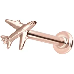 14 Karat Gold Labret mit Push Fit FLUGZEUG