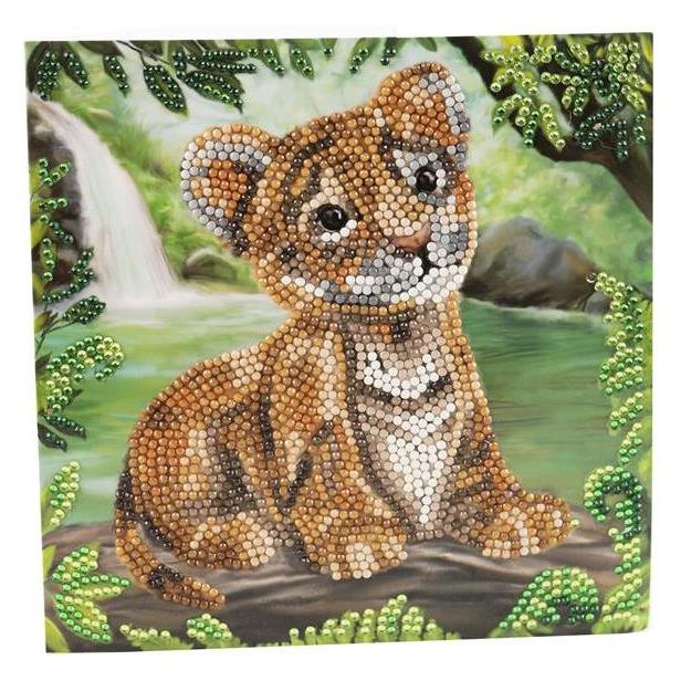 Craft Buddy Tiger Cub, 18x18cm Crystal Art Card (CCK-A123)