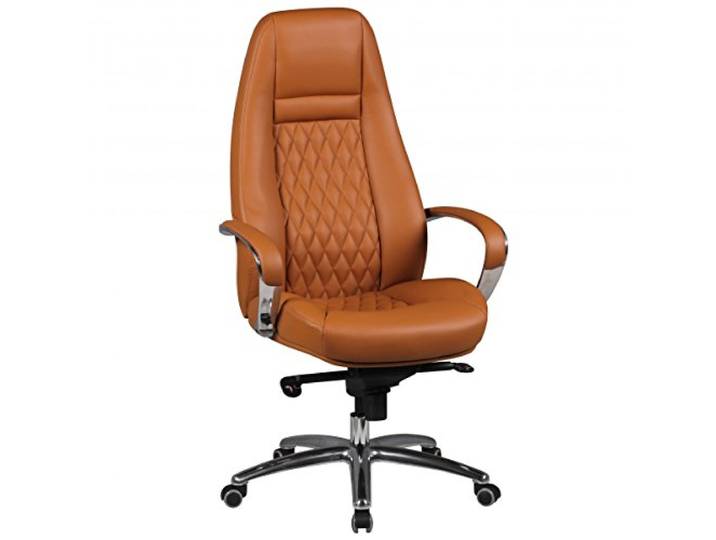 Amstyle Bürostuhl Austin Echt-Leder Caramel Schreibtischstuhl 120KG Chefsessel hohe Rückenlehne mit Kopfstütze X-XL