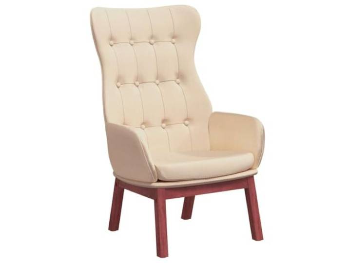 Tmriohed Relaxsessel Creme Stoff Polstersessel Wohnzimmerstuhl 70x77x94cm Dicke Schaumstoff-Polsterung und Beine aus Kautschukholz fuer optimalen Komfort im Wohnzimmer und Schlafzimmer.