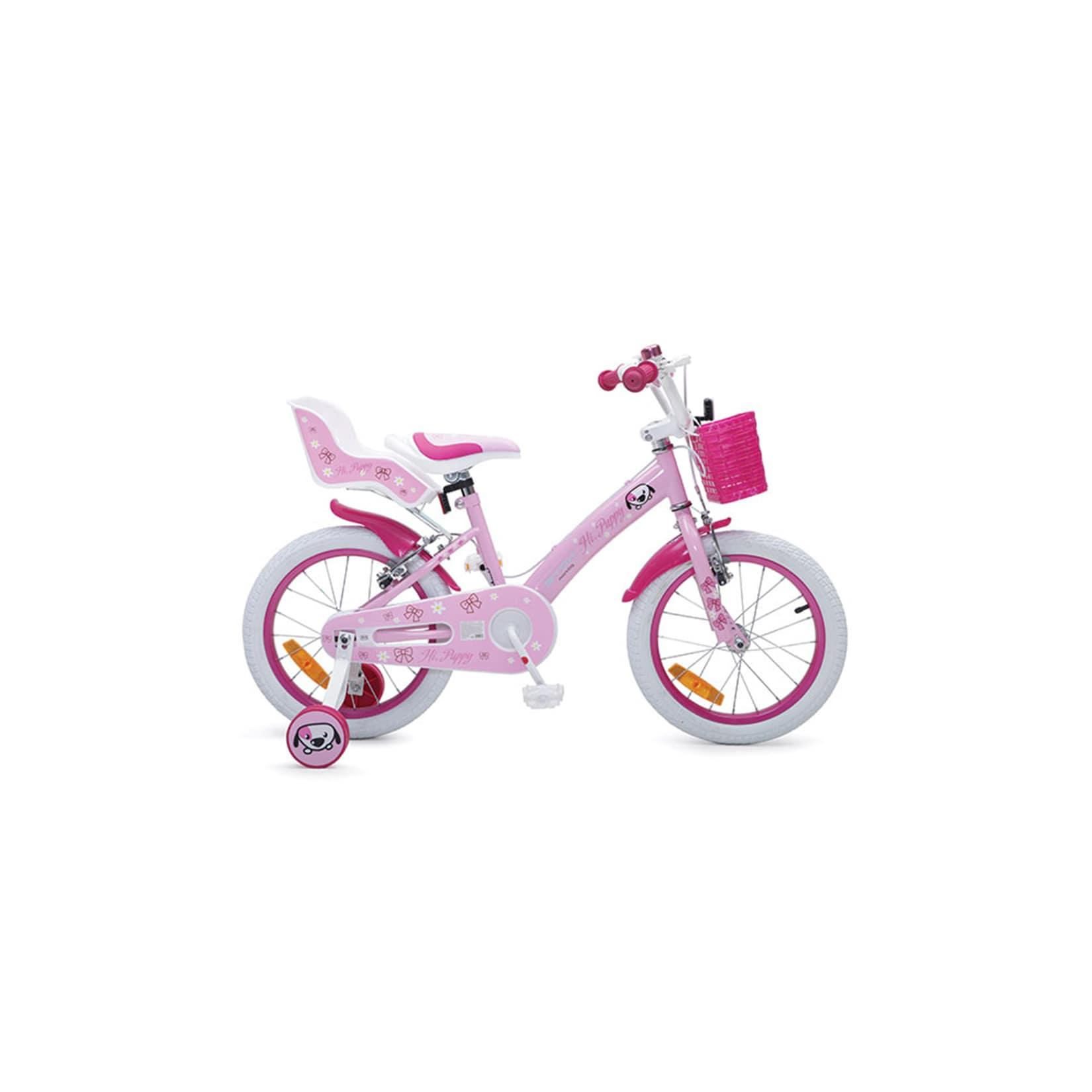 Byox Kinderfahrrad 16 Zoll Puppy rosa, Stützräder, Puppensitz, einstellbar