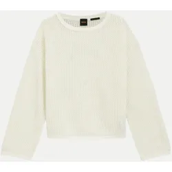 Pullover mit Mesh-Struktur Weiß M