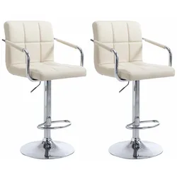 CLP 2er Set Barhocker Lucy V2 chrom   Farbe: creme, Gestell Farbe: chrom