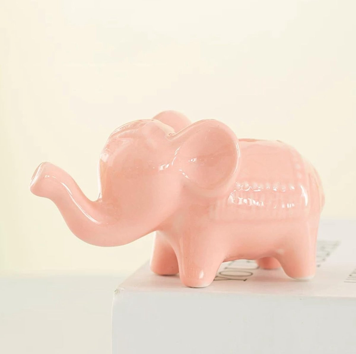 Keramische Olifant Sculptuur - Roze Dierenbeeldje voor Decoratie - 10 x 5 cm