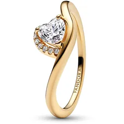 Pandora 163660C01 Damen-Ring Welliges Herz Goldfarben, 54/17,2
