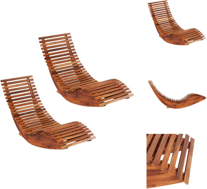 vidaXL Schaukelstühle Sonnenliegen 2 Stk. Akazienholz - Gartenstühle