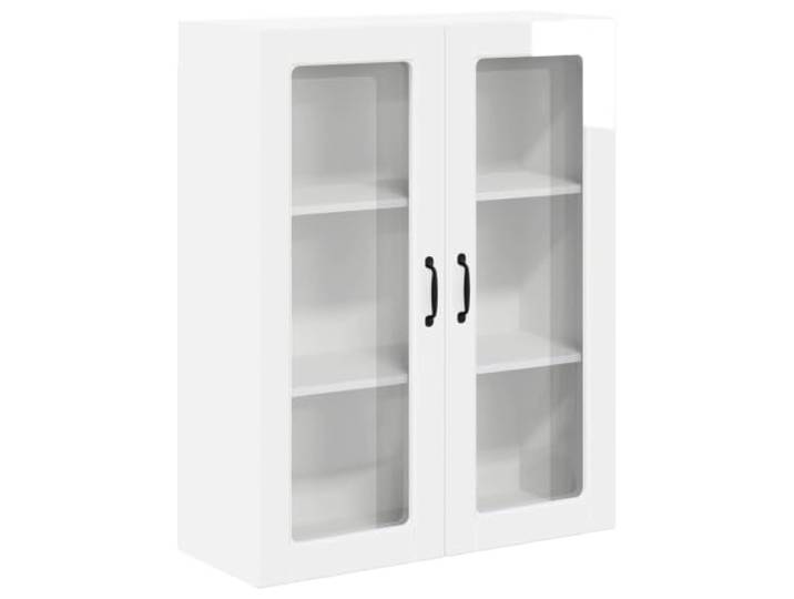 IBUQDDV Wandglas-Schrank Lucca Hochglanz Weiß 80 x 31 x 100 cm Holzwerkstoff, Rahmen aus Holzwerkstoff, Innenbereich, rechteckige Form, moderne Ästhetik, Küchenlayouts
