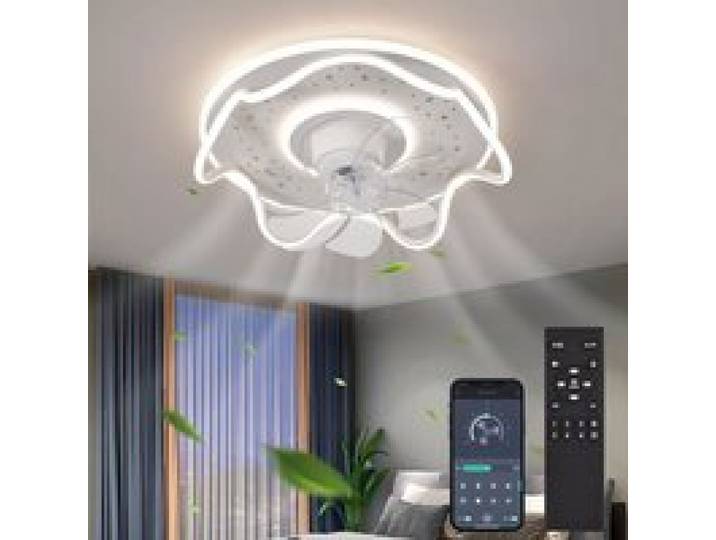 Ganeed Ventilateur de plafond moderne avec éclairage lampe LED dimmable avec ventilateur et télécommande ventilateur de plafond
