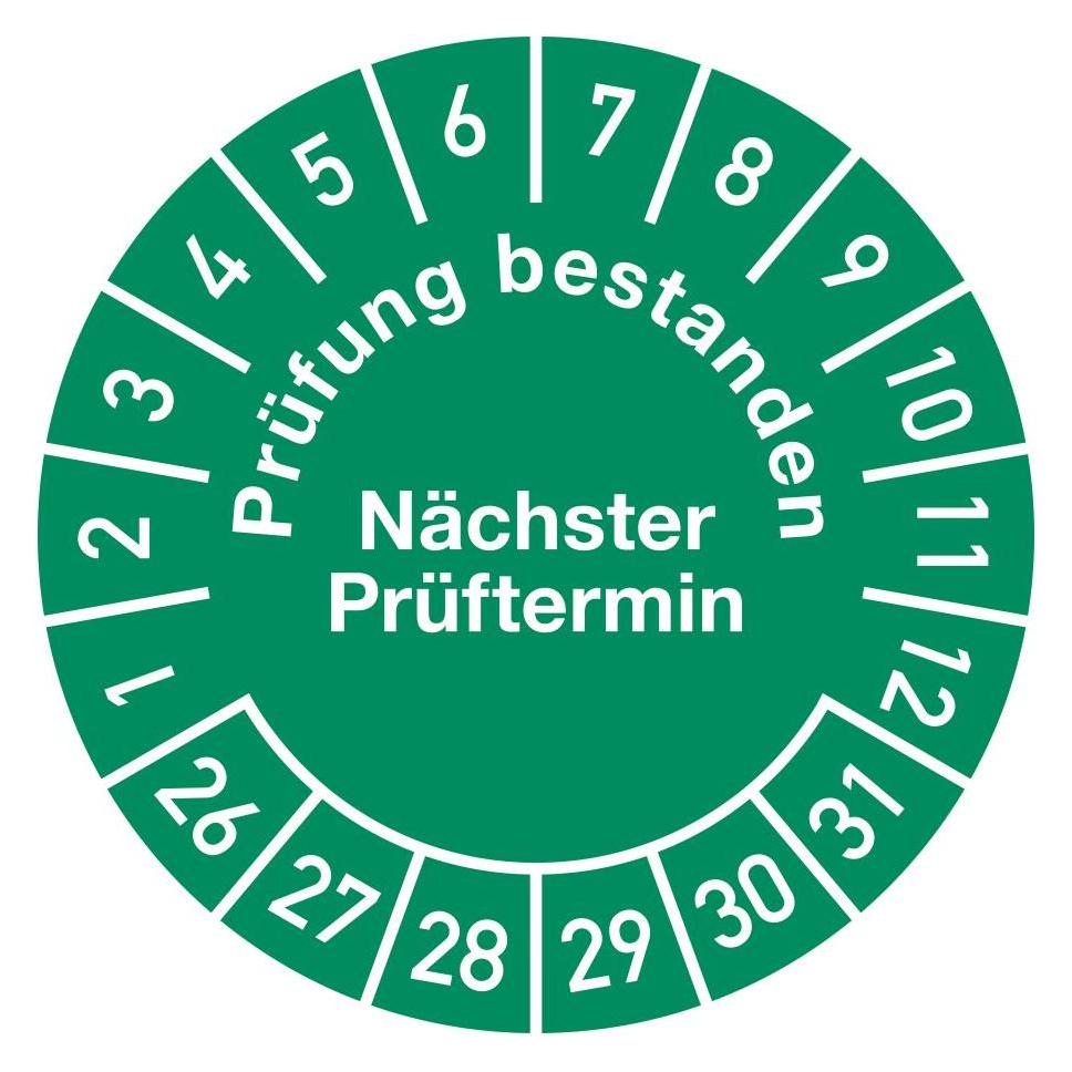 Moedel Mehrjahresprüfplakette Ø 30 mm Prüfung bestanden 26-31 Folie (106770)