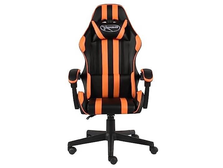 HKLGBVCR Gaming-Sessel, Kunstleder, Schwarz / Orange Höhenverstellbar, 360° drehbar, neigbar, 5 Rollen, Kapazität 110 kg