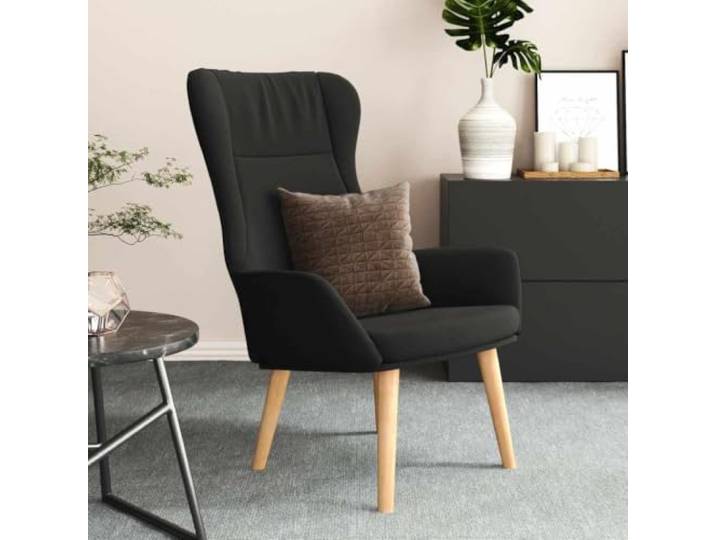 HEFZGDB Relaxsessel Schwarz Stoff Bequemer Sessel mit Metallrahmen und Kautschukholzbeinen für Wohnzimmer Esszimmer Restaurant Freizeitbereich Atmungsaktiv Langlebig
