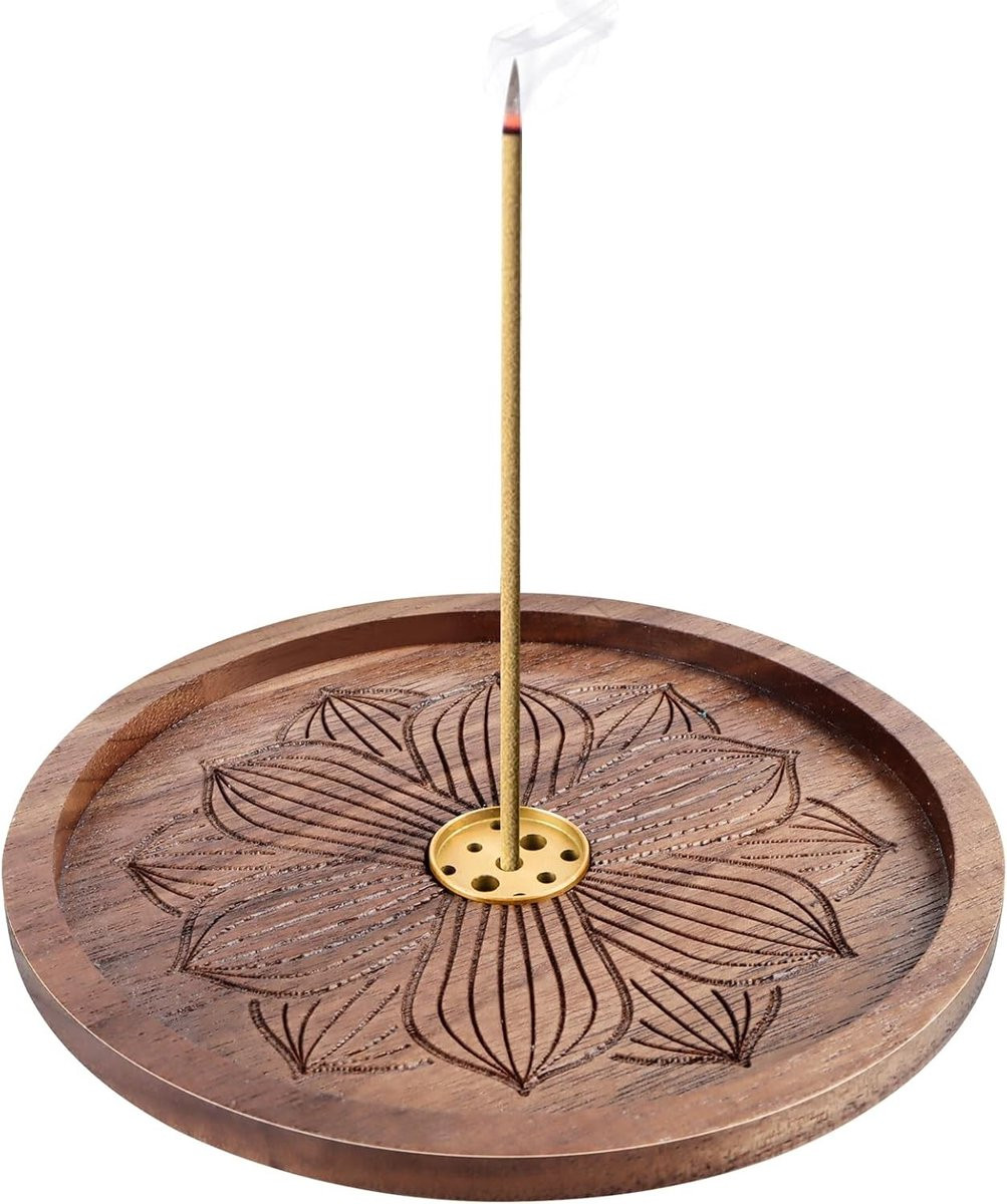 Lotus Incense Stick Houder van Hout met Asopvang voor Meditatie en Aromatherapie